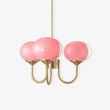 Pink Glow – Plafondlamp met gouden afwerking en roze glazen kappen