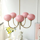 Pink Glow – Plafondlamp met gouden afwerking en roze glazen kappen