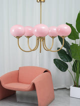 Pink Glow – Plafondlamp met gouden afwerking en roze glazen kappen