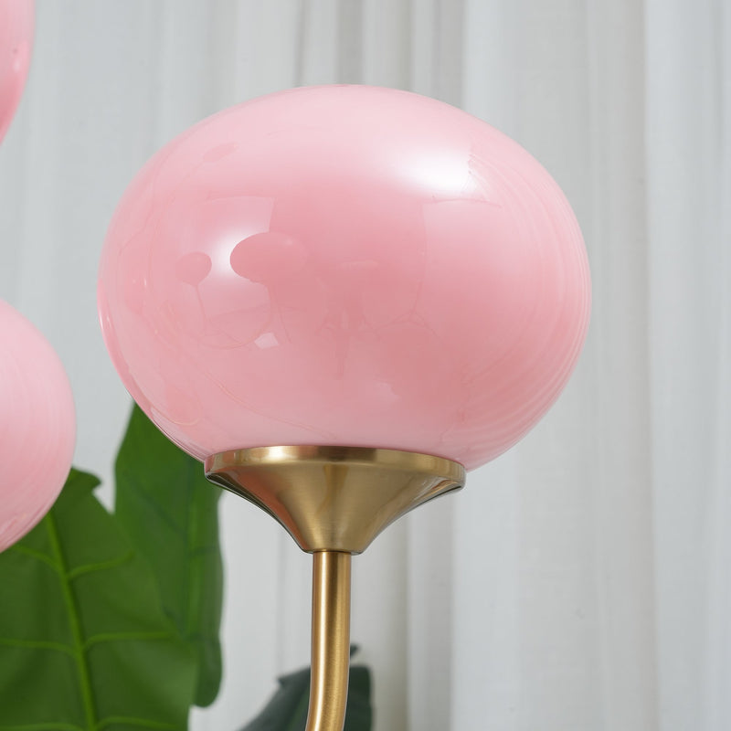 Pink Glow – Plafondlamp met gouden afwerking en roze glazen kappen