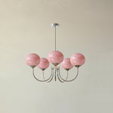 Pink Glow – Plafondlamp met gouden afwerking en roze glazen kappen