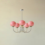 Pink Glow – Plafondlamp met gouden afwerking en roze glazen kappen