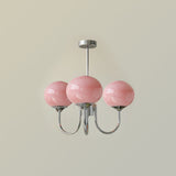 Pink Glow – Plafondlamp met gouden afwerking en roze glazen kappen