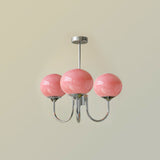 Pink Glow – Plafondlamp met gouden afwerking en roze glazen kappen