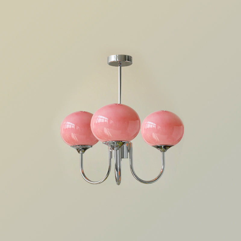 Pink Glow – Plafondlamp met gouden afwerking en roze glazen kappen
