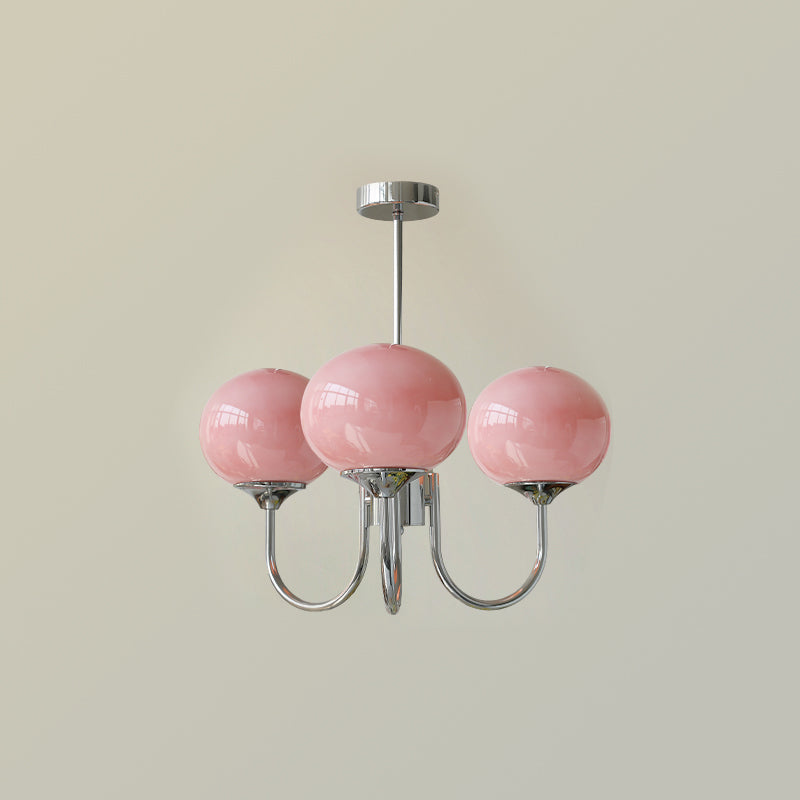 Pink Glow – Plafondlamp met gouden afwerking en roze glazen kappen