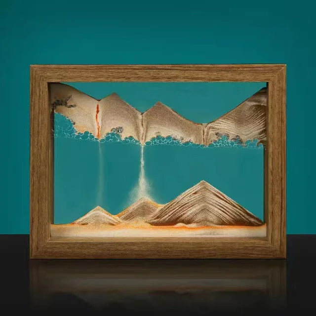 Nara – Zandkunstwerk met Houten Frame en Draaiend Effect