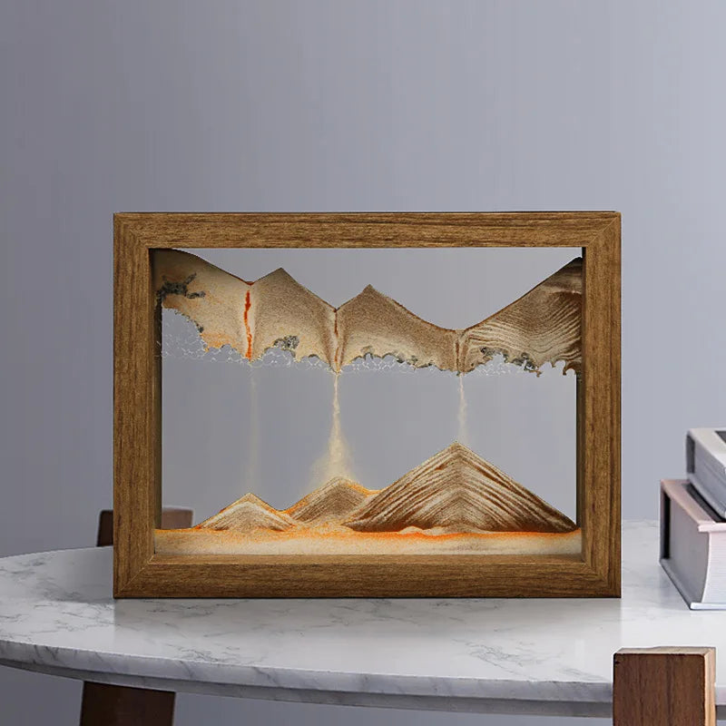 Nara – Zandkunstwerk met Houten Frame en Draaiend Effect
