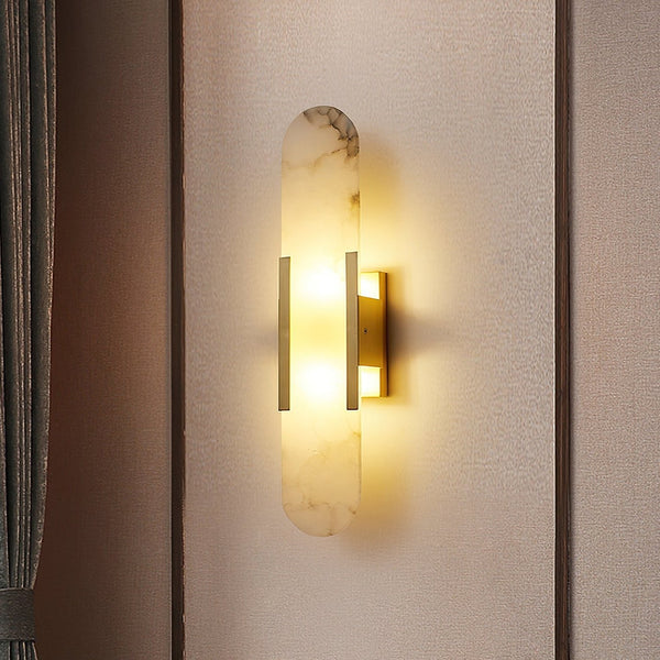 Melange Elongated – Wandlamp van albast met messing detail