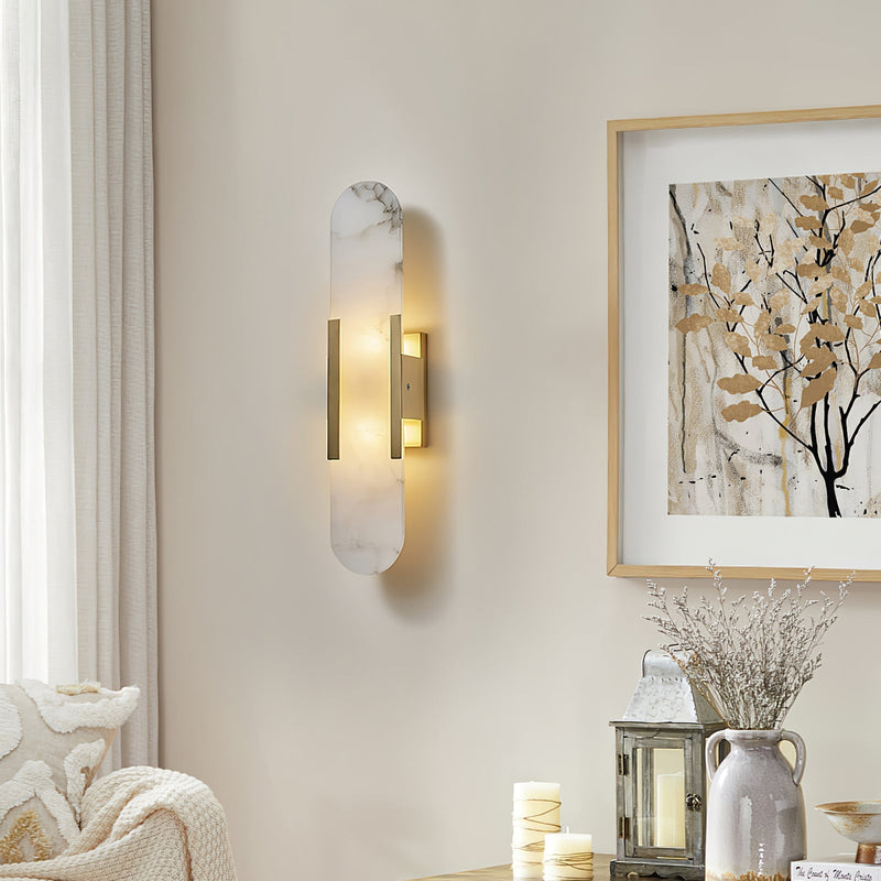 Melange Elongated – Wandlamp van albast met messing detail
