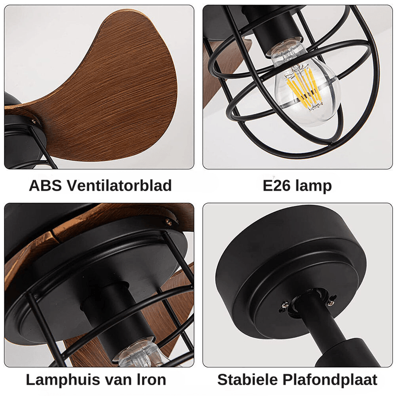 Maison Nara – Plafondlamp met Ventilator in Walnootlook