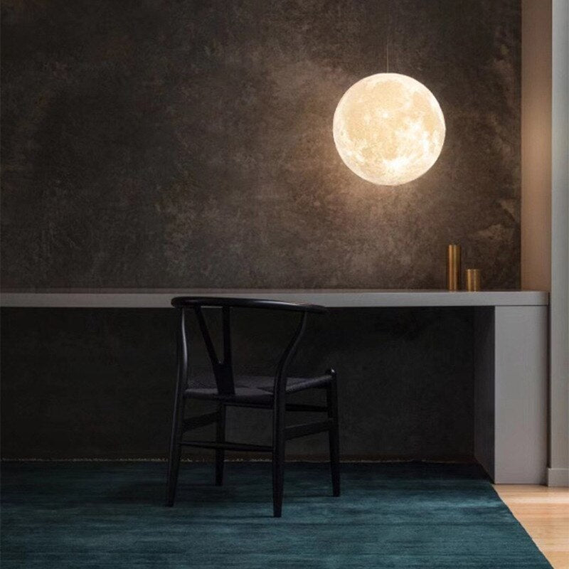 NARA - 3D Maan Hanglamp met Touch Control en LED Verlichting voor Slaapkamer - Modern Design 3