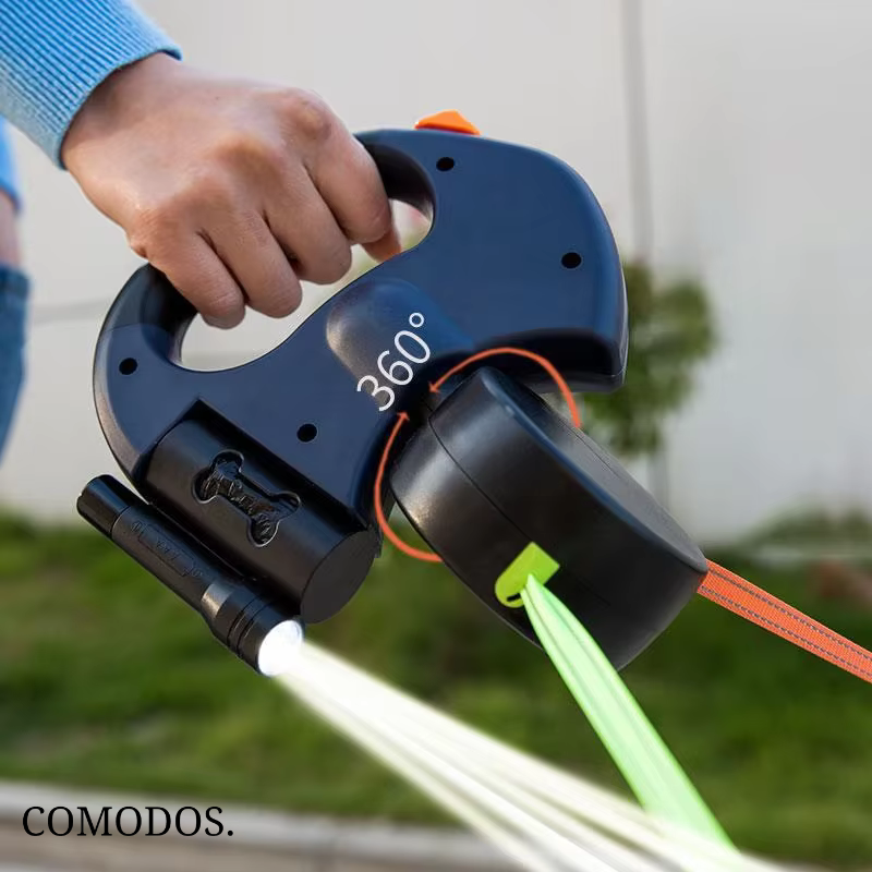 NARA - DuoStride™ Hondenriem met LED-Licht en Ergonomische Grip voor Twee Honden - 3m Lengte, Tangle-Free Design 3