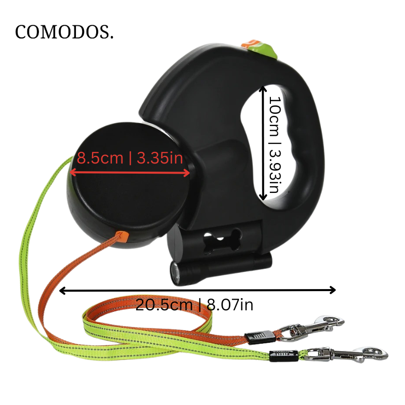 NARA - DuoStride™ Hondenriem met LED-Licht en Ergonomische Grip voor Twee Honden - 3m Lengte, Tangle-Free Design 8