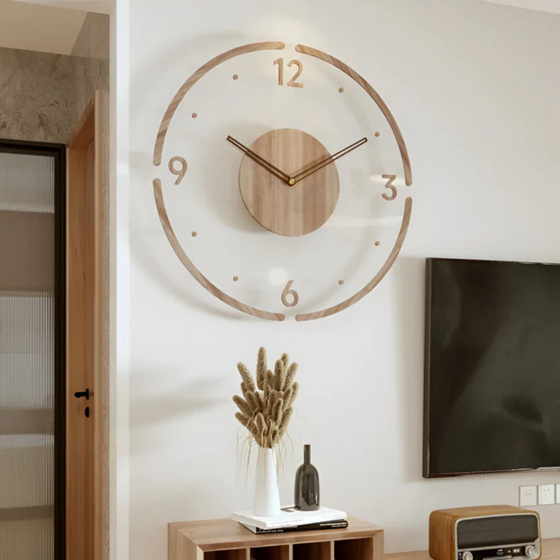 NARA - Grote Wandklok van Acryl en Hout met Stil Uurwerk – Modern Design voor Woonkamer en Kantoor 2