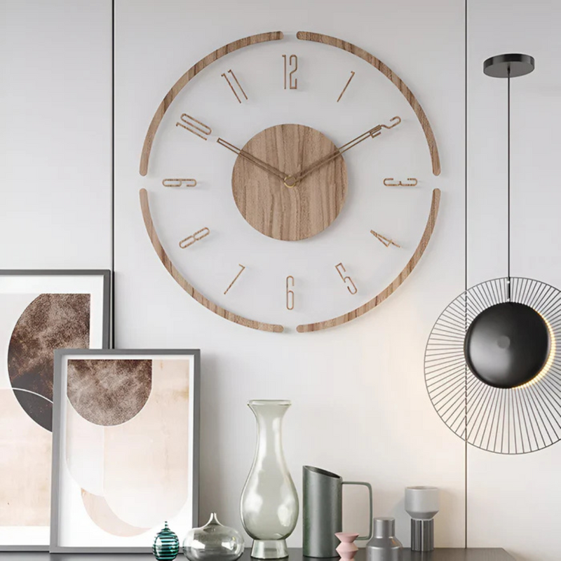NARA - Grote Wandklok van Acryl en Hout met Stil Uurwerk – Modern Design voor Woonkamer en Kantoor 3