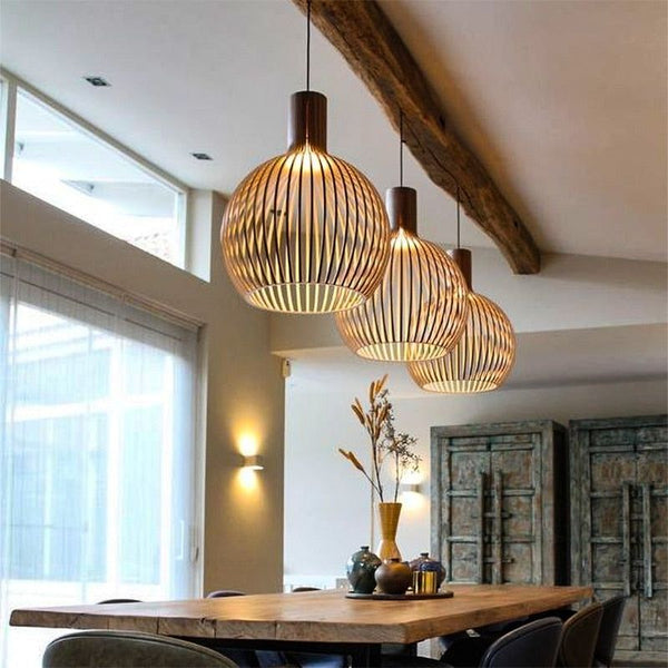 NARA - Handgemaakte Houten Hanglamp voor Eettafel en Woonkamer – Duurzaam en Uniek Design 1