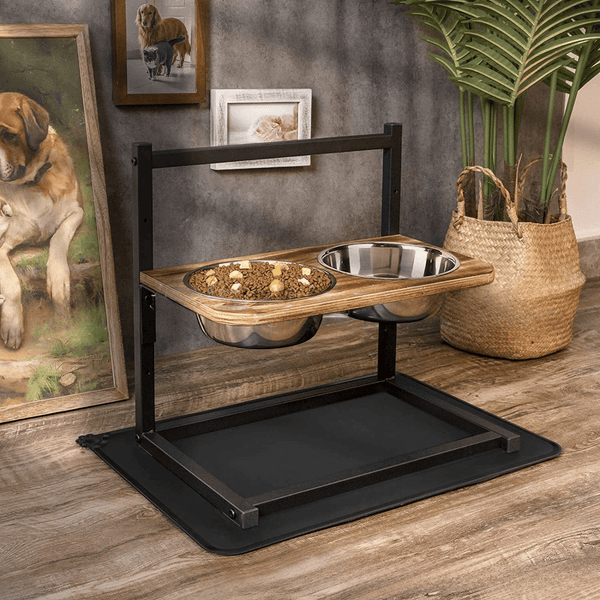 NARA - Hondenvoerbak met Standaard en RVS Schalen - Ergonomisch Ontwerp voor Grote Honden 0