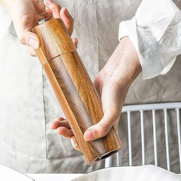 NARA - Houten Peper en Zoutmolen Set van Acacia met Keramisch Maalmechanisme – Stijlvolle Tafelaccessoires 0