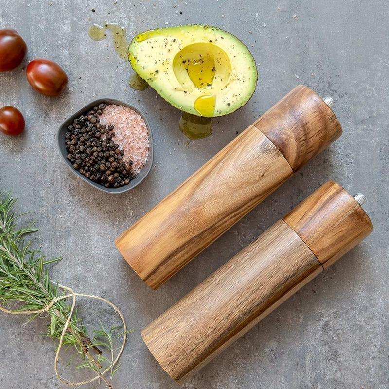 NARA - Houten Peper en Zoutmolen Set van Acacia met Keramisch Maalmechanisme – Stijlvolle Tafelaccessoires 2