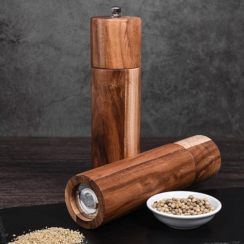 NARA - Houten Peper en Zoutmolen Set van Acacia met Keramisch Maalmechanisme – Stijlvolle Tafelaccessoires 3