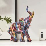 NARA - Kleurrijk Olifant Beeldje van Premium Resin met Graffiti Design - 25 cm Hoog voor Moderne Interieurs 3