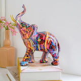 NARA - Kleurrijk Olifant Beeldje van Premium Resin met Graffiti Design - 25 cm Hoog voor Moderne Interieurs 4