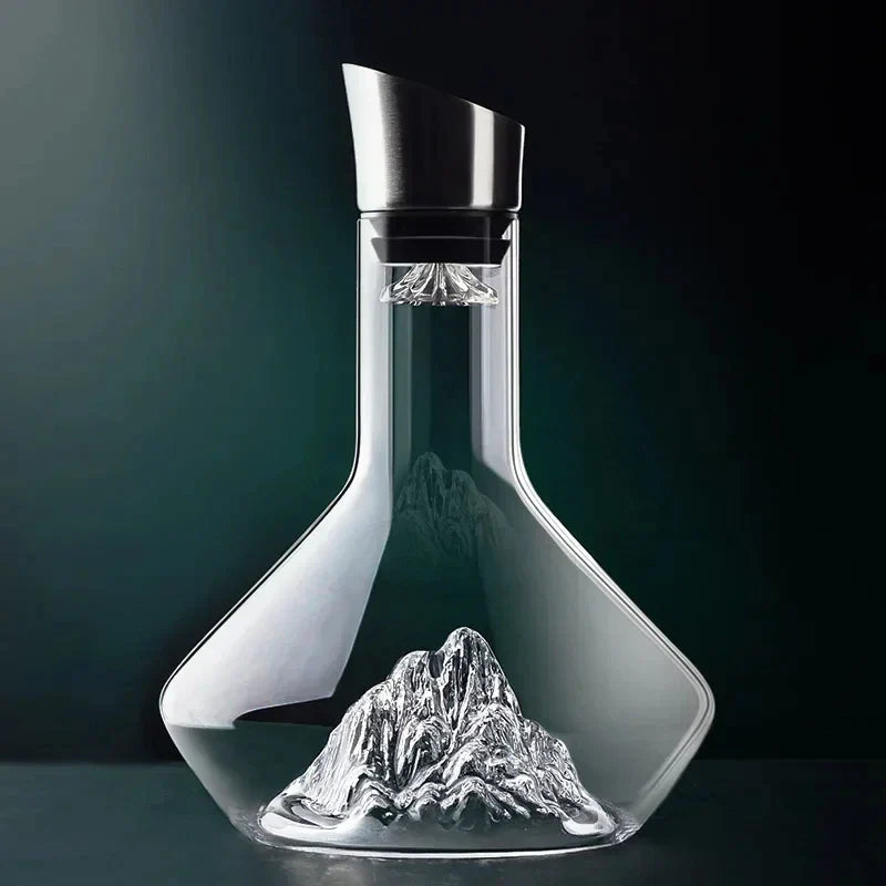 NARA - Luxe 1500ml Iceberg Decanter van Bleifrij Kristal voor Rode Wijn - Handgemaakt en Elegante Vorm 0