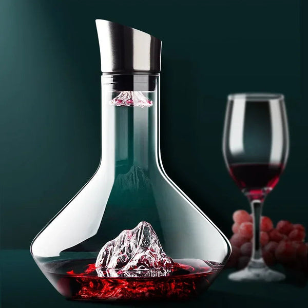 NARA - Luxe 1500ml Iceberg Decanter van Bleifrij Kristal voor Rode Wijn - Handgemaakt en Elegante Vorm 1