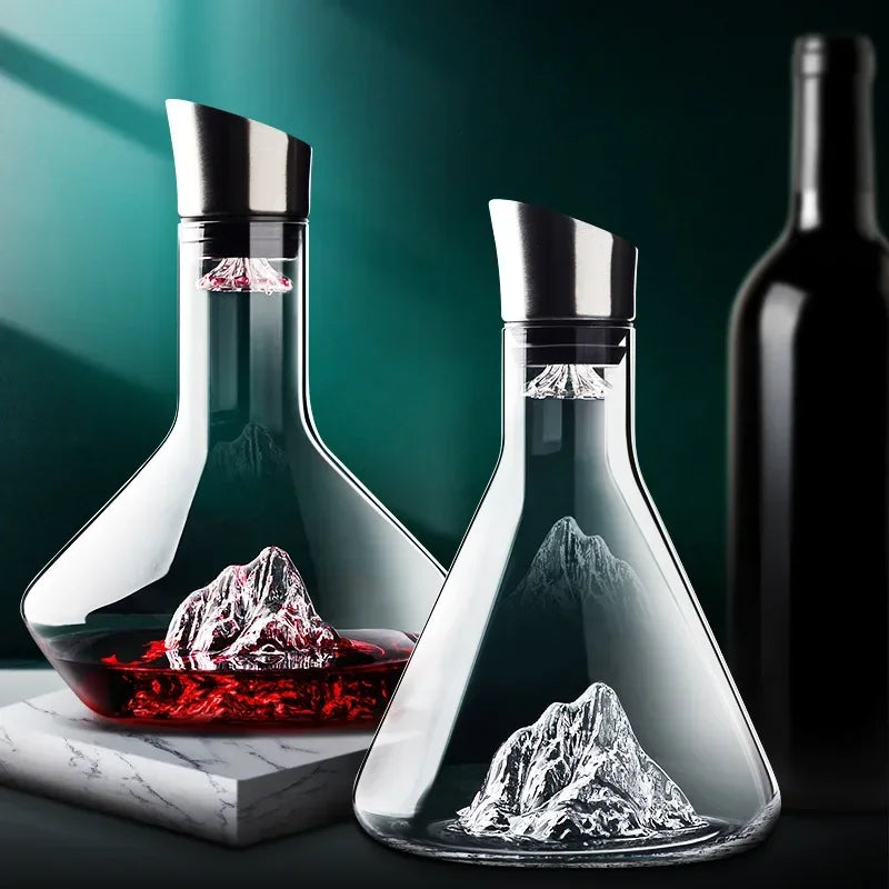 NARA - Luxe 1500ml Iceberg Decanter van Bleifrij Kristal voor Rode Wijn - Handgemaakt en Elegante Vorm 2