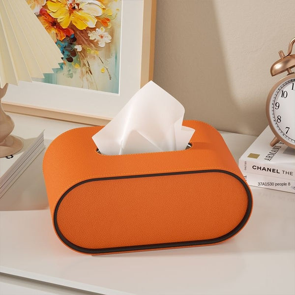NARA - Luxe Lederen Tissuebox met Ovaal Ontwerp - Duurzaam en Elegant voor Thuis of Kantoor 0