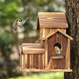 NARA - Luxe Vogelhuisje van Massief Hout met 6 Ingangsgaten voor Kleine Vogels 3