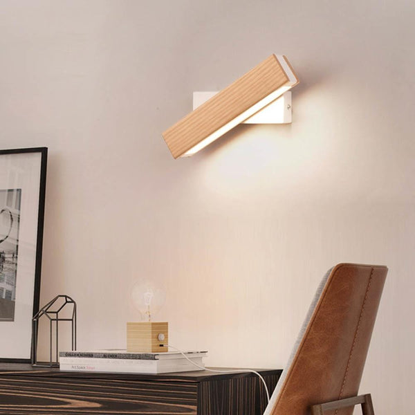 NARA - Luxe Wandlamp van Hout met Draaibare LED Verlichting - Moderne Muurlamp voor Binnengebruik 1