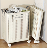 NARA - Opvouwbare Wasmand met Wielen – Ruimtebesparend en Stevig – Neutraal Grijs, 60 x 40 x 30 cm 2