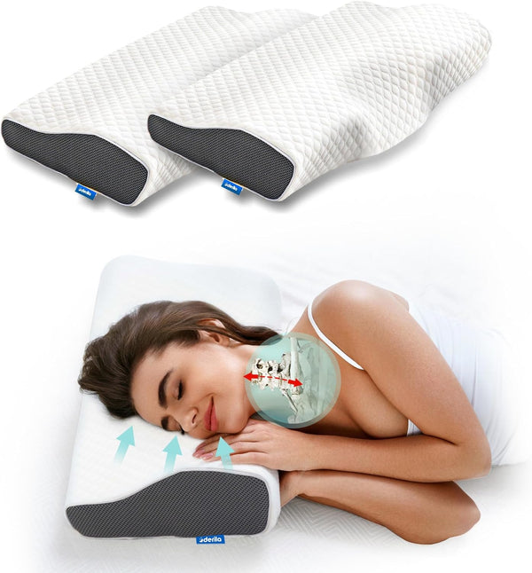 NARA - Orthopedisch Slaapkussen van Traagschuim met Verkoelende Gel – Ergonomisch en Ademend 50x30x10 cm 1