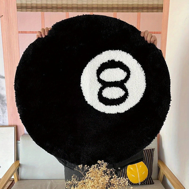 NARA - Retro 8-Ball Tapijt met Rutschfest Ondersteuning – Voor Binnen en Buiten – Hoogwaardige Polyester Vloerkleed 0
