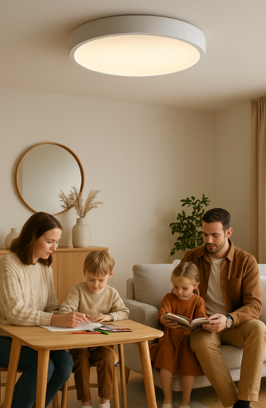 NARA - Ronde LED Plafondlamp met Scandinavisch Ontwerp - Warmwit Licht - 30 cm Aluminium en Acrylglas 2
