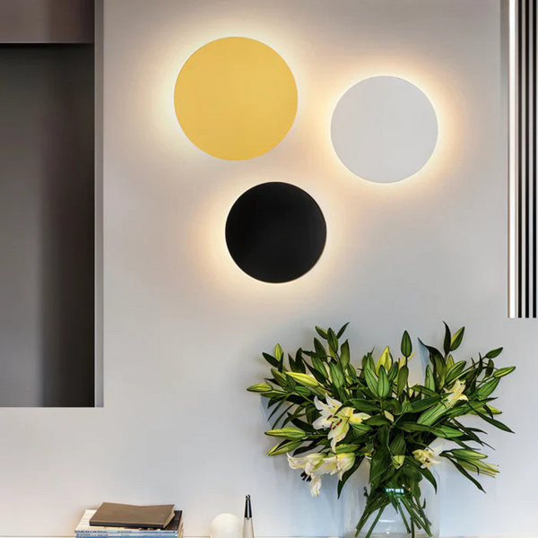 NARA - Ronde LED Wandlamp met Stijlvol Design in Zwart, Goud en Wit – Moderne Wandverlichting voor Binnen 1