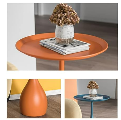 NARA - Ronde Salontafel Zwart van Hoogwaardig Metaal met Antieke Afwerking - Modern Bijzettafel voor Woonruimte 5