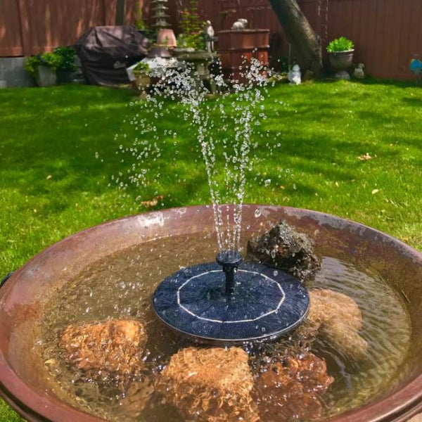 NARA - Solar Fontein voor Vijver en Vogelbad met 6 Sproeikoppen – Draadloze Zonne-energie, Duurzaam Kunststof 0