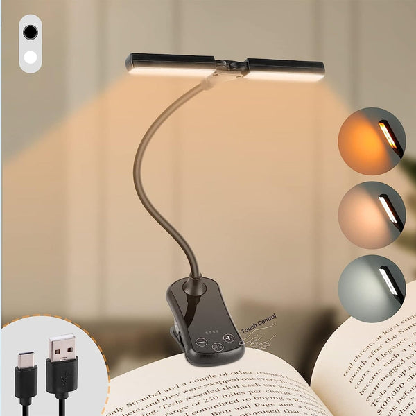 NARA - USB Oplaadbaar Clip-on Boeklampje met 3 Kleuren en 8 Helderheidsniveaus - Draagbaar Leeslicht voor Thuis en Reizen 0