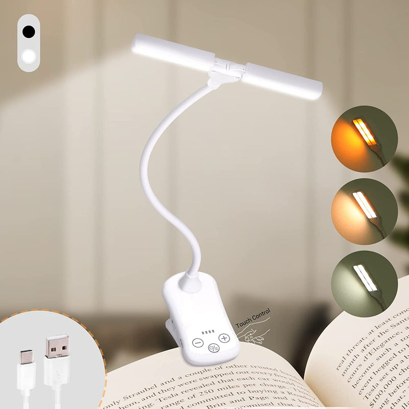 NARA - USB Oplaadbaar Clip-on Boeklampje met 3 Kleuren en 8 Helderheidsniveaus - Draagbaar Leeslicht voor Thuis en Reizen 2