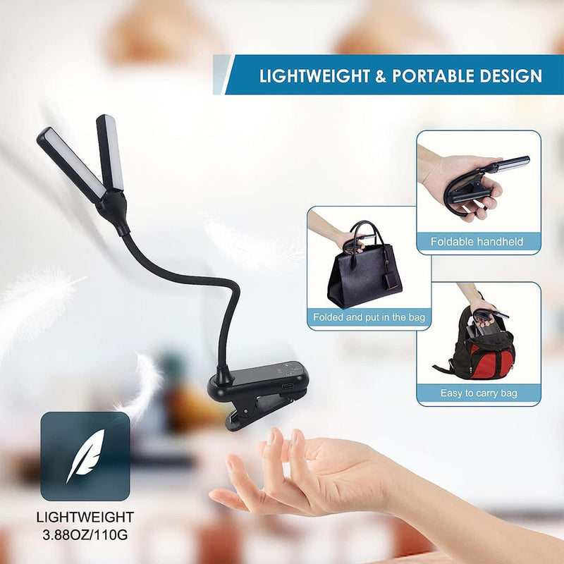 NARA - USB Oplaadbaar Clip-on Boeklampje met 3 Kleuren en 8 Helderheidsniveaus - Draagbaar Leeslicht voor Thuis en Reizen 6