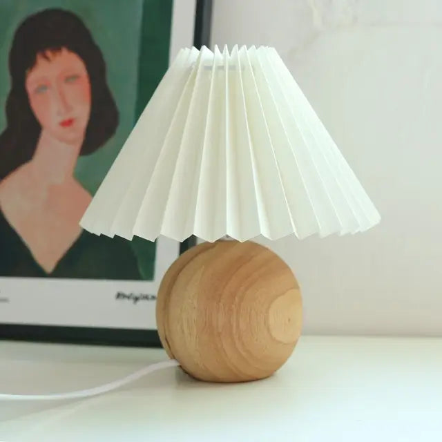 NARA - Vintage Tafel Lamp met Plissé Lampenkap – Elegante Retro Verlichting voor Nachtkastje en Woonkamer 4