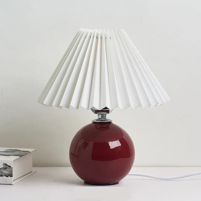 NARA - Vintage Tafel Lamp met Plissé Lampenkap – Elegante Retro Verlichting voor Nachtkastje en Woonkamer 5