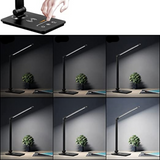 NARA - Zwarte Bureaulamp LED met Draadloos Opladen en Aanraakbediening - 5 Lichtmodi en Ruimtebesparend Ontwerp 2