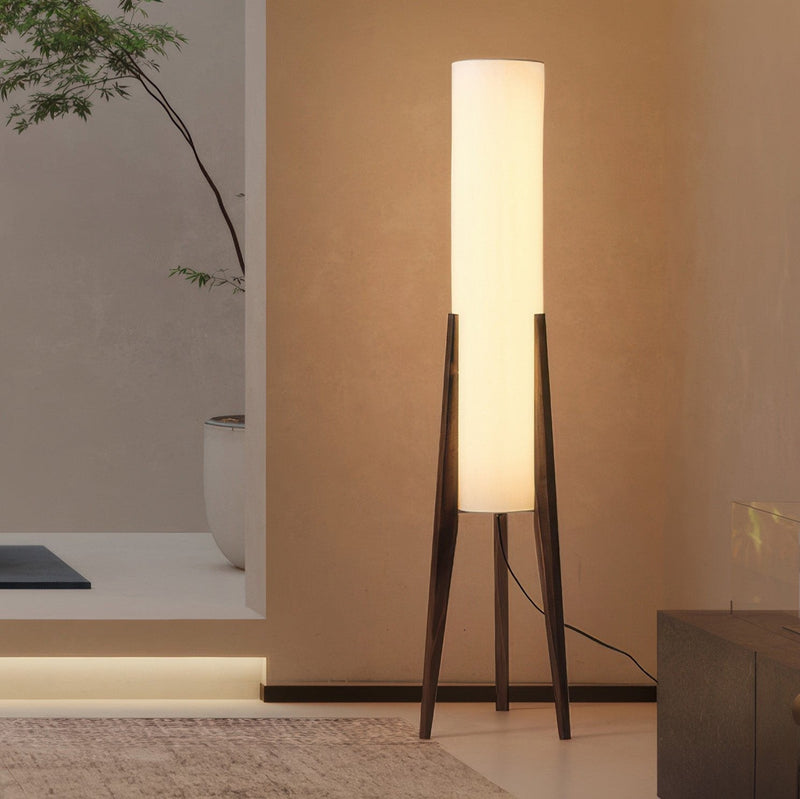 Walnut Vloerlamp – Warme Gloed in Walnoot en Bernstein
