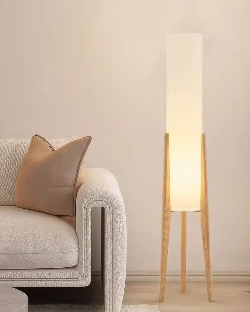 Walnut Vloerlamp – Warme Gloed in Walnoot en Bernstein