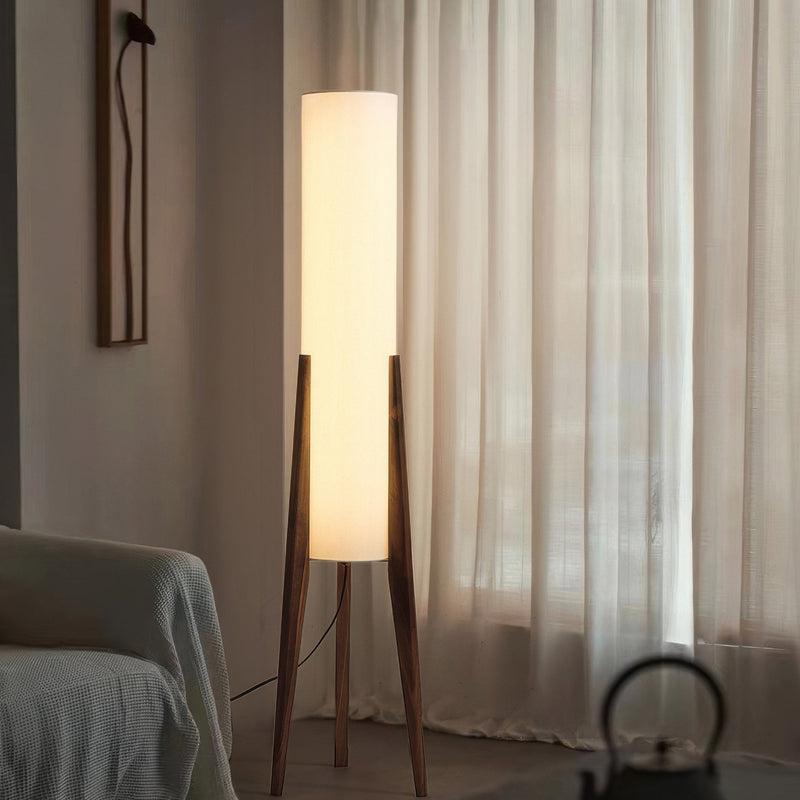 Walnut Vloerlamp – Warme Gloed in Walnoot en Bernstein
