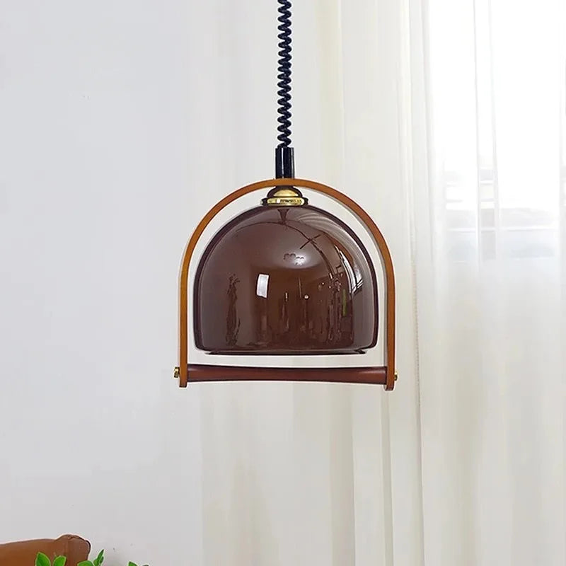 Bauhaus Houten & Glazen Hanglamp – Vintage Design